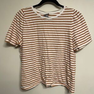 A New Day Orange and White Striped Tee size large